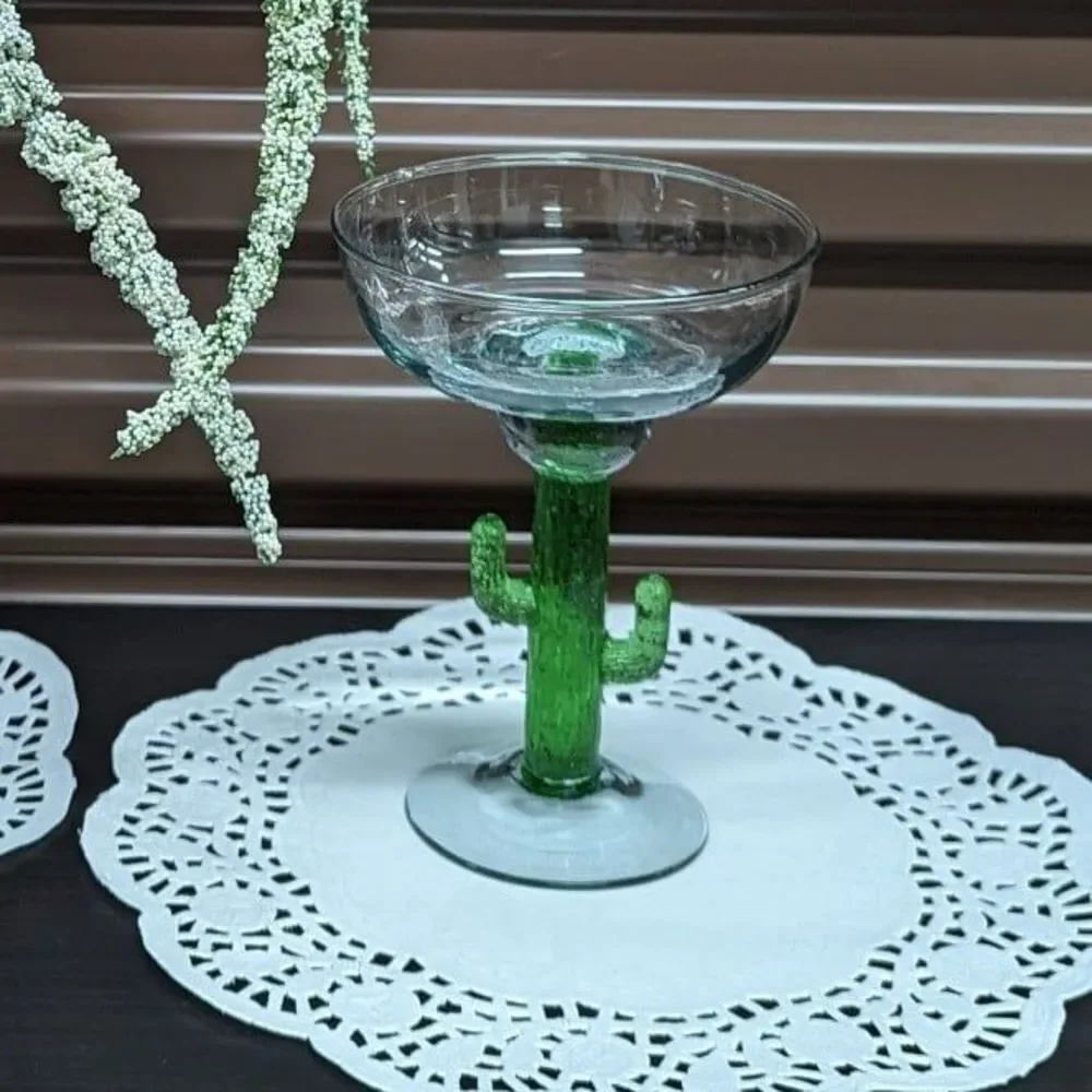 Set‎ of 2 CACTUS stem margarita glasses